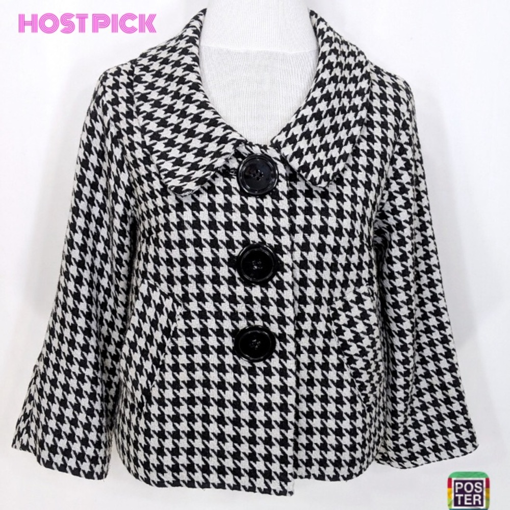 Anthro Lapis swing style houndstooth jacket